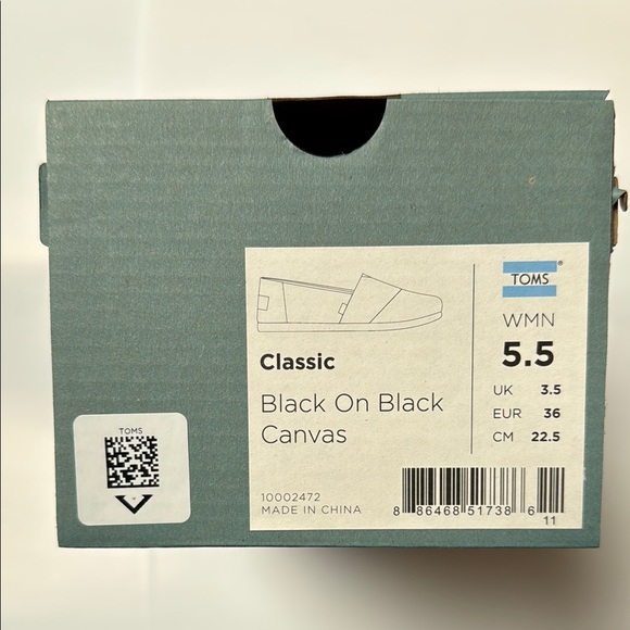 Toms Women's Classic Canvas - Black on Black - New - Picture 5 of 5